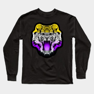 illustrated TIGER PRIDE series - (non binary flag pride) Long Sleeve T-Shirt